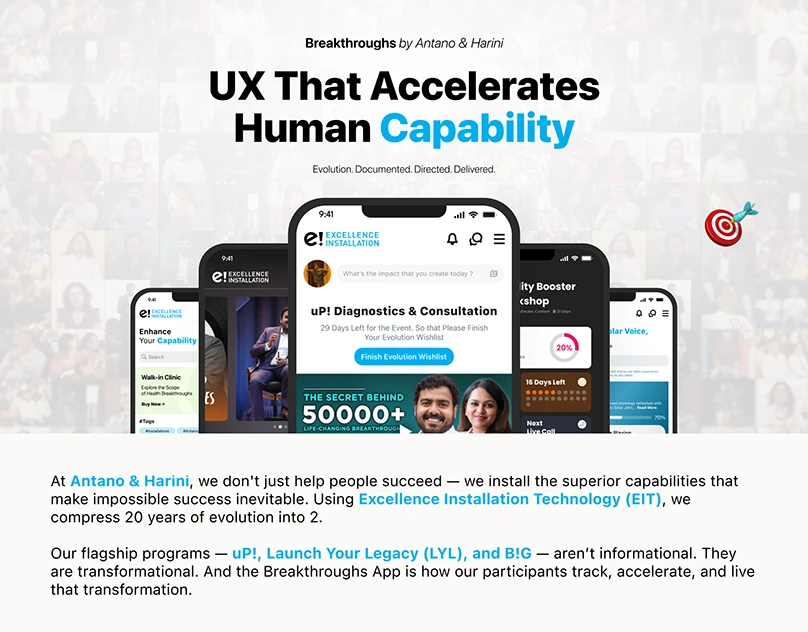 Breakthroughs participant app across five phones